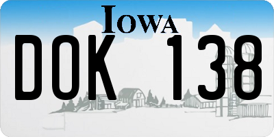 IA license plate DOK138