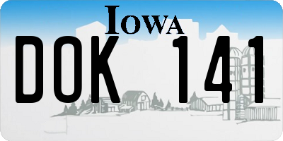 IA license plate DOK141