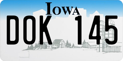 IA license plate DOK145