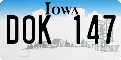 IA license plate DOK147