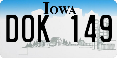 IA license plate DOK149