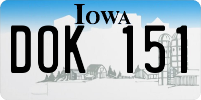 IA license plate DOK151