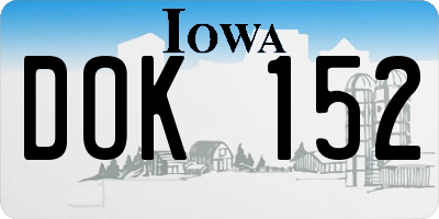 IA license plate DOK152