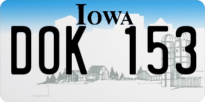 IA license plate DOK153