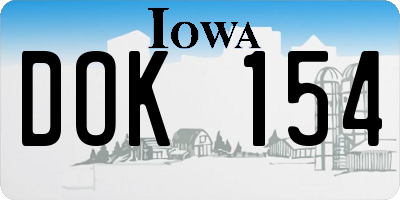 IA license plate DOK154