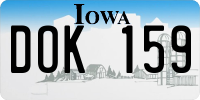 IA license plate DOK159