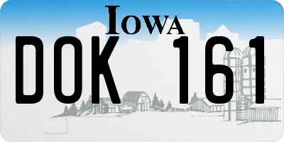 IA license plate DOK161
