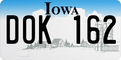 IA license plate DOK162