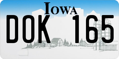 IA license plate DOK165