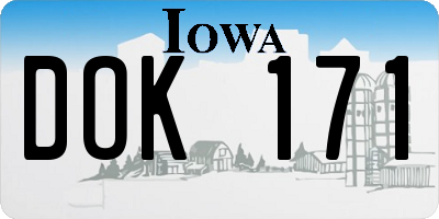 IA license plate DOK171