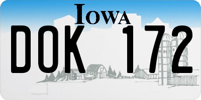 IA license plate DOK172
