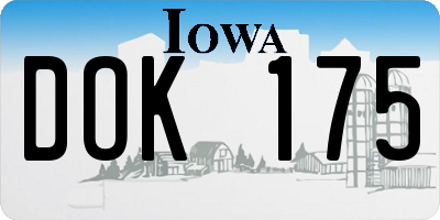 IA license plate DOK175