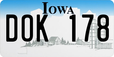 IA license plate DOK178
