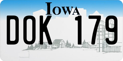 IA license plate DOK179