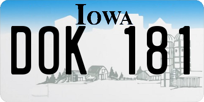 IA license plate DOK181