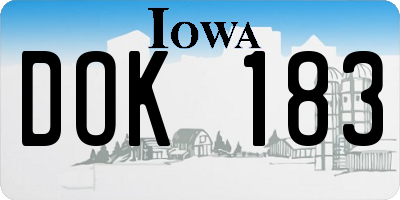 IA license plate DOK183