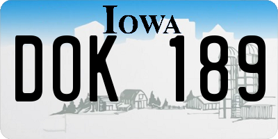 IA license plate DOK189