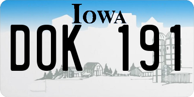 IA license plate DOK191