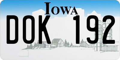 IA license plate DOK192
