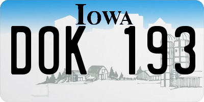 IA license plate DOK193