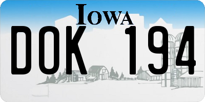 IA license plate DOK194