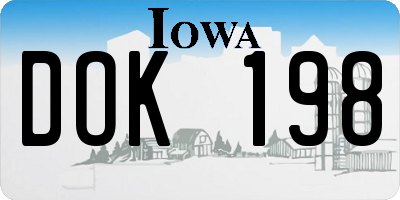 IA license plate DOK198