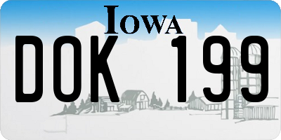 IA license plate DOK199