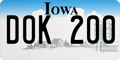 IA license plate DOK200