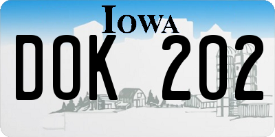 IA license plate DOK202