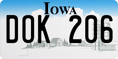 IA license plate DOK206