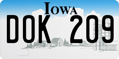 IA license plate DOK209