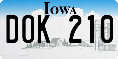 IA license plate DOK210