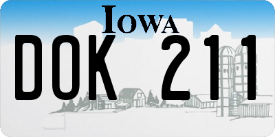 IA license plate DOK211