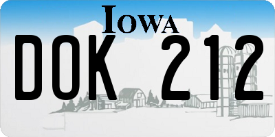 IA license plate DOK212