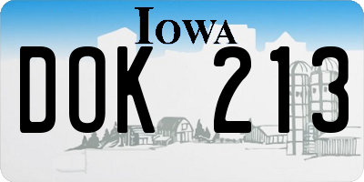 IA license plate DOK213