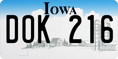 IA license plate DOK216
