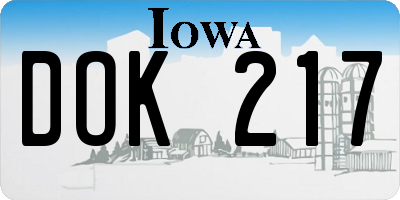 IA license plate DOK217