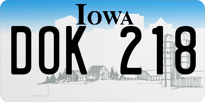 IA license plate DOK218