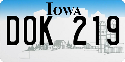 IA license plate DOK219