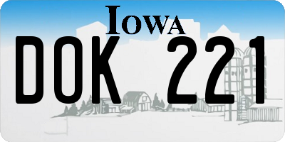 IA license plate DOK221