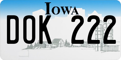 IA license plate DOK222