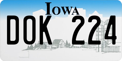 IA license plate DOK224