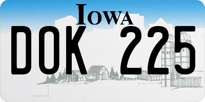 IA license plate DOK225
