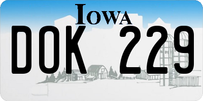 IA license plate DOK229
