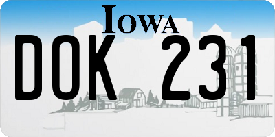 IA license plate DOK231