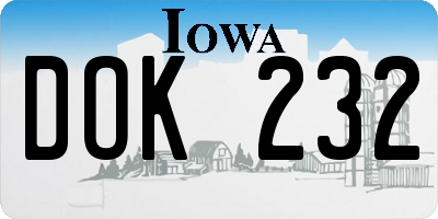 IA license plate DOK232