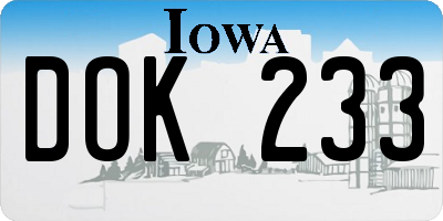 IA license plate DOK233