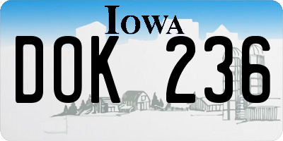 IA license plate DOK236