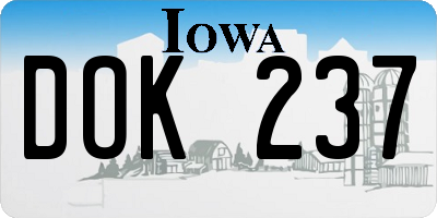 IA license plate DOK237