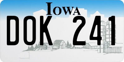 IA license plate DOK241